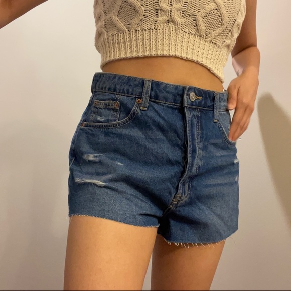 Divided Highwaist Distressed Button fly Jeans cutoff Shorts size US8 - Picture 5 of 14